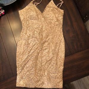 Gold V Cut Sparkly Bodycon Dress